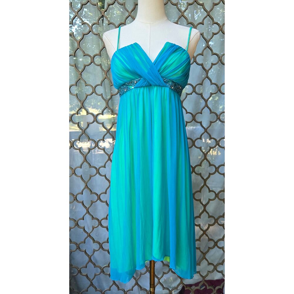 City Triangles Vtg Y2K Fairy Beaded Babydoll Semi-sheer Mesh Mini Dress S Hoco